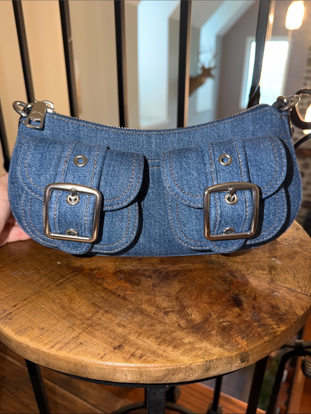 Coach Ashton bag in signature Denim Blue Double-Pocket Shoulder Bag
